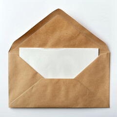 Open brown envelope isolated on white background. With clipping path.