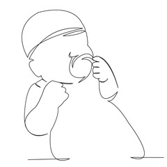 One continuous single drawing line art doodle child, newborn, baby, kid, infant. Isolated image hand draw contour on a white background