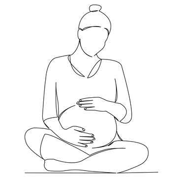 recommend clip art: One continuous single drawing line art doodle female, pregnant, pregnancy, woman, parentl. Isolated image hand draw contour on a white background