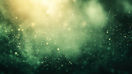 Fototapeta premium Abstract Green Background with Golden Lights and Bokeh