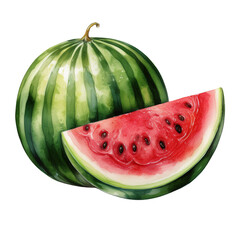 watercolor Fresh whole watermelon PNG