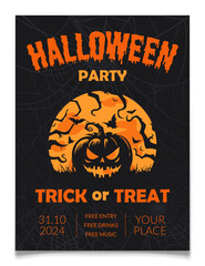 Halloween Party Pumpkin Poster Template Design