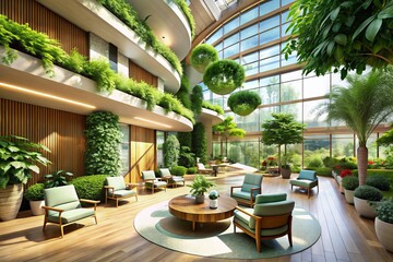 Biophilic Symphony: Earthy, Organic, Natural Elements, Healthcare Spaces, Patient Well-being