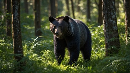 Naklejka premium brown bear in the forest