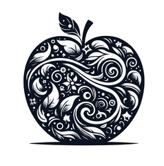 realistic apple silhouette vector style with white background