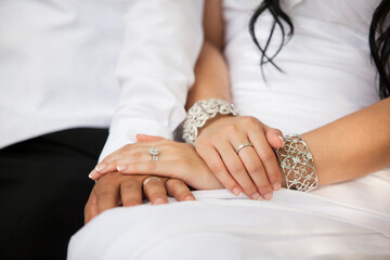 Close-up of Bride and Groom's hands, Wedding Day, Ontario, Canada