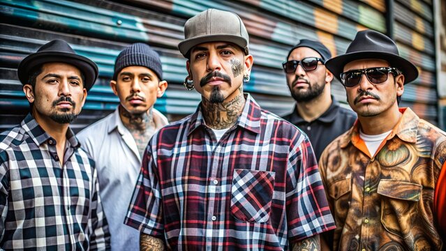 Cholo Aesthetics: Bold, dark, urban, street fashion, Latino subculture.