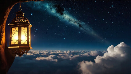 Beautiful Islamic style lantern design for Ramadan celebration. Holy month of Ramadan concept.