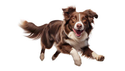border collie dog running isolated on transparent background cutout