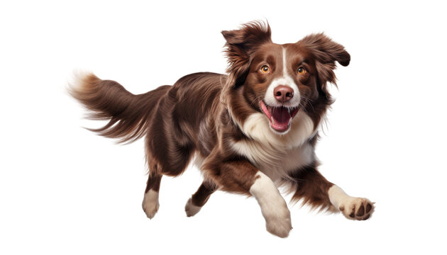 border collie dog running isolated on transparent background cutout