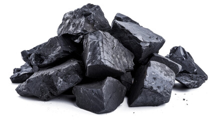 Fototapeta premium A collection of raw coal pieces is seen resting on a white surface