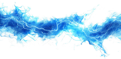 Dynamic blue abstract illustration featuring electric waves and flowing energy patterns