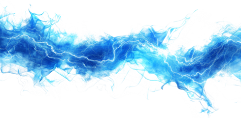 Dynamic blue abstract illustration featuring electric waves and flowing energy patterns