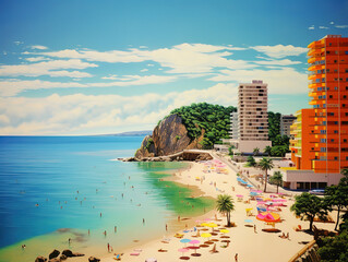 Fototapeta premium Acapulco, A city with a marina and boats on the water