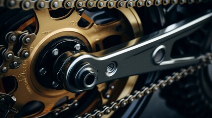 A photo of a detailed shot of a motorcycles chain