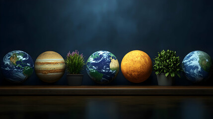 Planets and Plants on a Shelf.