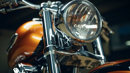 Fototapeta premium A photo of a detailed shot of a motorcycles head