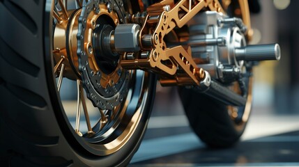 A photo of a detailed shot of a motorcycles rear