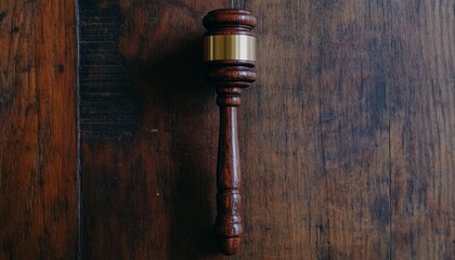 Symbolic Wooden Gavel on Abstract Background: Justice and Legal Concept for Law Firms and Courts. Minimalist Composition with Elegant Design, Copy Space for Advertising and Marketing in Legal Services