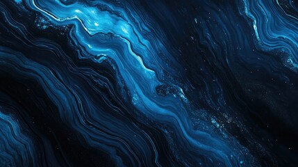 Dark night tones merging with bright blue streaks, forming an abstract pattern with a striking contrast.