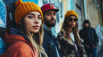 Fototapeta premium Urban Youth Culture - A Group of Friends in the City Streets