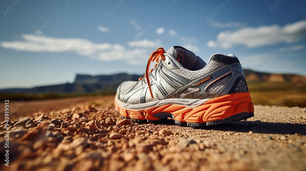 Wall mural A photo of a detailed shot of a running shoe