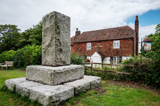 Hambledon cricket club memorial on their ground at Broadhalfpenny Down, Hampshire.