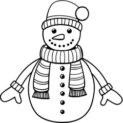 Christmas Snowman Silhouette Black Color Vector