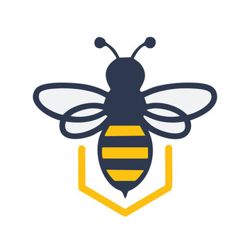 Busy bee icon with honeycomb. A simple illustration of a hardworking bee hovering over its honeycomb, representing industry, productivity, and the sweetness of success.
