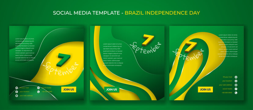 Set of social media post template with green yellow abstract background