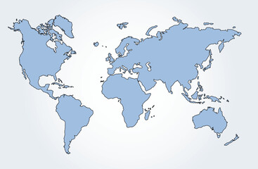 World map. Continents. Vector drawing