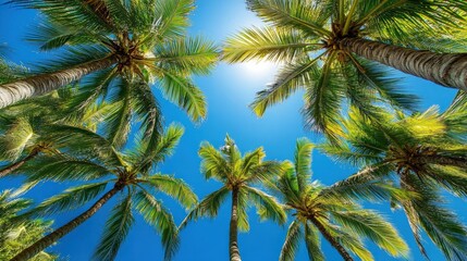 Palm trees in the sky.