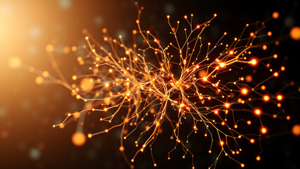 Obraz premium A neural network diagram with complex pathways and glowing synapses.
