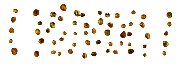 Easter eggs collection. White and gold 3d elegant design elements.