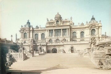 Obraz premium The Royal Palace of Madrid, Spain, in the late 19th century.