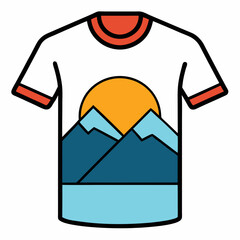 Sunset Mountain Vector Art for T-Shirt Design
