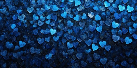 A heart-shaped pattern made of blue hearts.