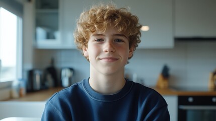 The smiling teenage boy