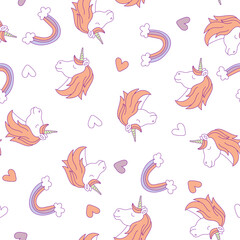 Cute cartoon unicorn, decorative element on white background. Perfect for kids Baby Fabric Designs, Wallpaper, Gift Wrapping Paper