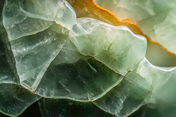 Fototapeta premium Captivating Close-Up of a Jade Gemstone Showcasing Its Intricate Layers and Luminous Texture Beneath Soft Natural Light