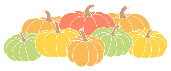 pumpkins separator border for Fall and Thanksgiving season. Vector isolated on white background