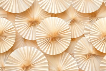 A large number of paper fans, arranged in a circular pattern