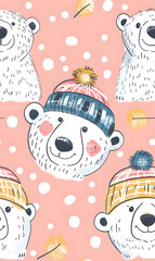 New Year's and Christmas festival seamless pattern in a 2D doodle illustrator style on pastel color backgrounds for graphic advertising.