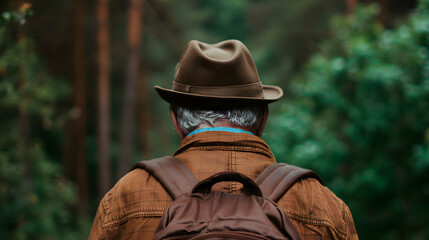 Fototapeta premium Elderly Exploring New Hiking Trail Elderly