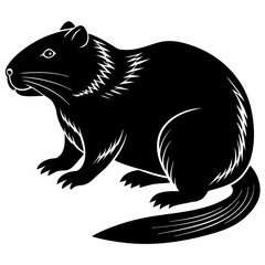 Beaver silhouette vector illustration black animal on white background