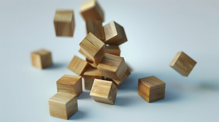 wooden blocks falling apart