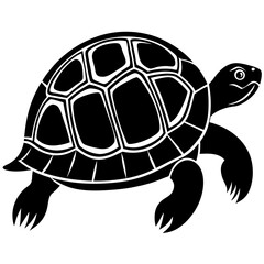 Turtle silhouette vector illustration black animal on white background