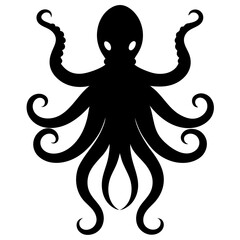 Octopus silhouette vector illustration black animal on white background