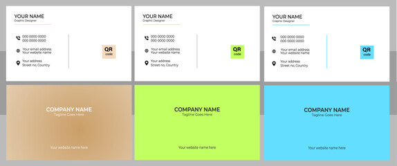 Creative modern business card template design vector 3color