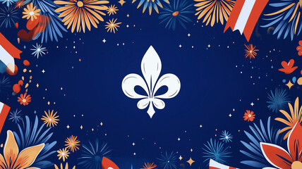 Festive Fleur-de-Lis Design on Blue Background